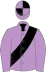 Mauve, black sash, quartered cap