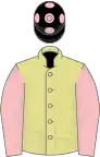 PRIMROSE, pink sleeves, black cap, pink spots