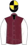 Claret, white sleeves, black and yellow quartered cap