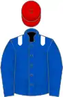 Royal blue, white epaulets, red cap