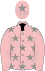 Pink, grey stars, pink sleeves, pink cap, grey star