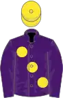 Purple, large yellow spots, yellow cap