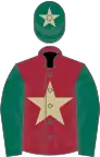 Maroon, Beige star, Dark Green sleeves, Dark Green cap, Beige star