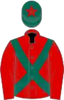 Red, dark green cross sashes, dark green cap, red star