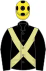 BLACK, primrose cross sashes, yellow cap, black spots