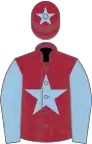 Maroon, light blue star, sleeves and star on cap