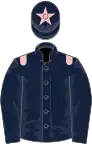 Dark blue, pink epaulets and star on cap