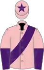 PINK, purple sash, halved sleeves, pink cap, purple star