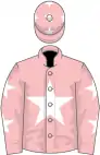 Pink, white star, white stars on sleeves and cap