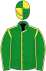 Green, yellow seams, quartered cap