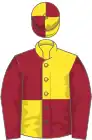 Yellow and maroon (quartered), maroon sleeves