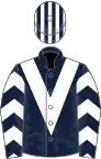 Dark blue, white chevron, chevrons on sleeves, striped cap