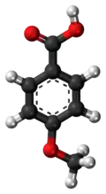 Ball-and-stick model of the p-anisic acid molecule