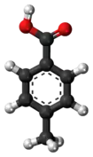 Ball-and-stick model of the p-toluic acid molecule