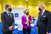 Secretary Blinken with President Biden and European Commission President Ursula von der Leyen in Rome, Italy, October 2021