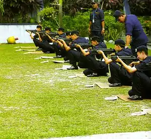 Recruits of the Royal Malaysia Police training with their MP5s.