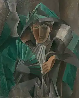 Pablo Picasso, 1909, Femme à l'éventail (Woman with a Fan), oil on canvas, 101 x 81 cm, Pushkin Museum, Moscow