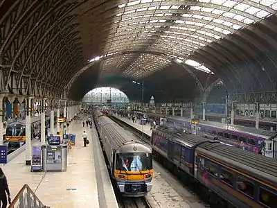 Paddington Station including the lawn, GWR office block on London Street and offices along Eastbourne Terrace