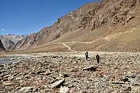 Road from right to centre, down Jankar Nala near Ramjak, Oct '20