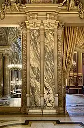 Beaux Arts Doric pilasters in the avant-foyer of the Palais Garnier, Paris, by Charles Garnier, 1861-1874