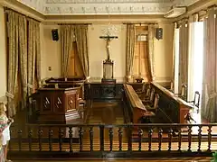 Jury room with fully preserved furniture.