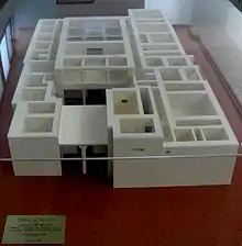 Maquette of the palace at Pylos, constructed in white modelling foam.