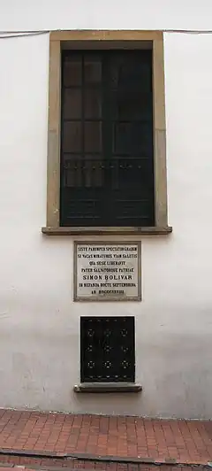 Window of the Palacio de San Carlos through which Bolívar escaped assassination on 25 September 1828