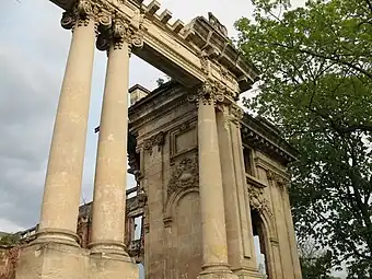 Beaux Arts Ionic columns and pilasters of the Cantacuzino Palace, Florești, Romania, by Ion D. Berindey, 1910-1916