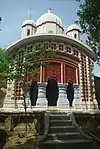 Daspur: Pancha ratna Lakshmi Janardana temple (in picture) built in 1791, with rich terracotta decoration, renovated, and Ek ratna Gopinath temple, built in 1716, with rich terracotta work, state protected monument.