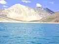 Pangong Tso on a bright sunny day, View from Spangmik (August 2009)