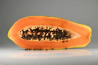 Flesh of a papaya fruit