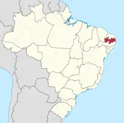 Location of State of Paraíba in Brazil