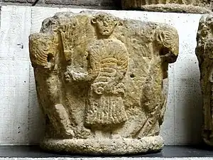 Original column capital from grand arcade of choir, south side (Now in Cluny Museum)