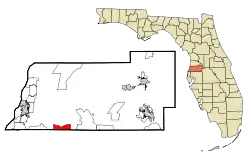 Location in Pasco County and Hillsbrough county, Florida and the state of Florida