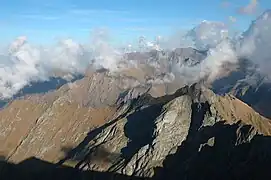 Făgăraș Mountains - from above 2000m, towards Moldoveanu Peak (farthest in the image)