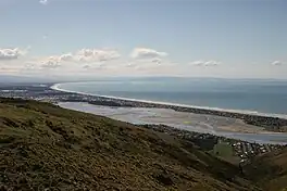 Pegasus Bay, with New Brighton the spit in the foreground