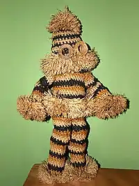 Raffia is woven to make the traditional Munganji dancer suit used in Bapende ceremonies in the Gungu region of Bandundu Province, Democratic Republic of the Congo