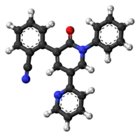 Ball-and-stick model of the perampanel molecule