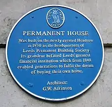 Blue plaque on Permanent House