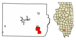 Location of Du Quoin in Perry County, Illinois.