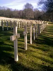 Crosses mark soldiers' graves in the "Petant" cemetery.