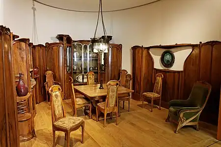 Dining room designed by her husband for Hôtel Guimard