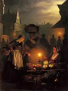 A Moonlit Vegetable Market by Petrus van Schendel, 19th century