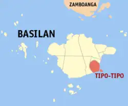 Map of Basilan with Tipo-Tipo highlighted