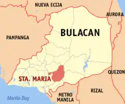 Map of Bulacan with Santa Maria highlighted