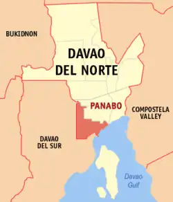 Map of Davao del Norte with Panabo highlighted