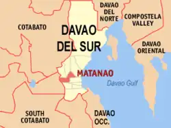 Map of Davao del Sur with Matanao highlighted