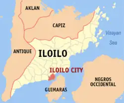 Map of Western Visayas particularly Iloilo province with Iloilo City highlighted