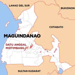 Map of Maguindanao del Sur with Datu Anggal Midtimbang highlighted