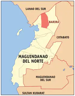 Map of Maguindanao del Norte with Barira highlighted